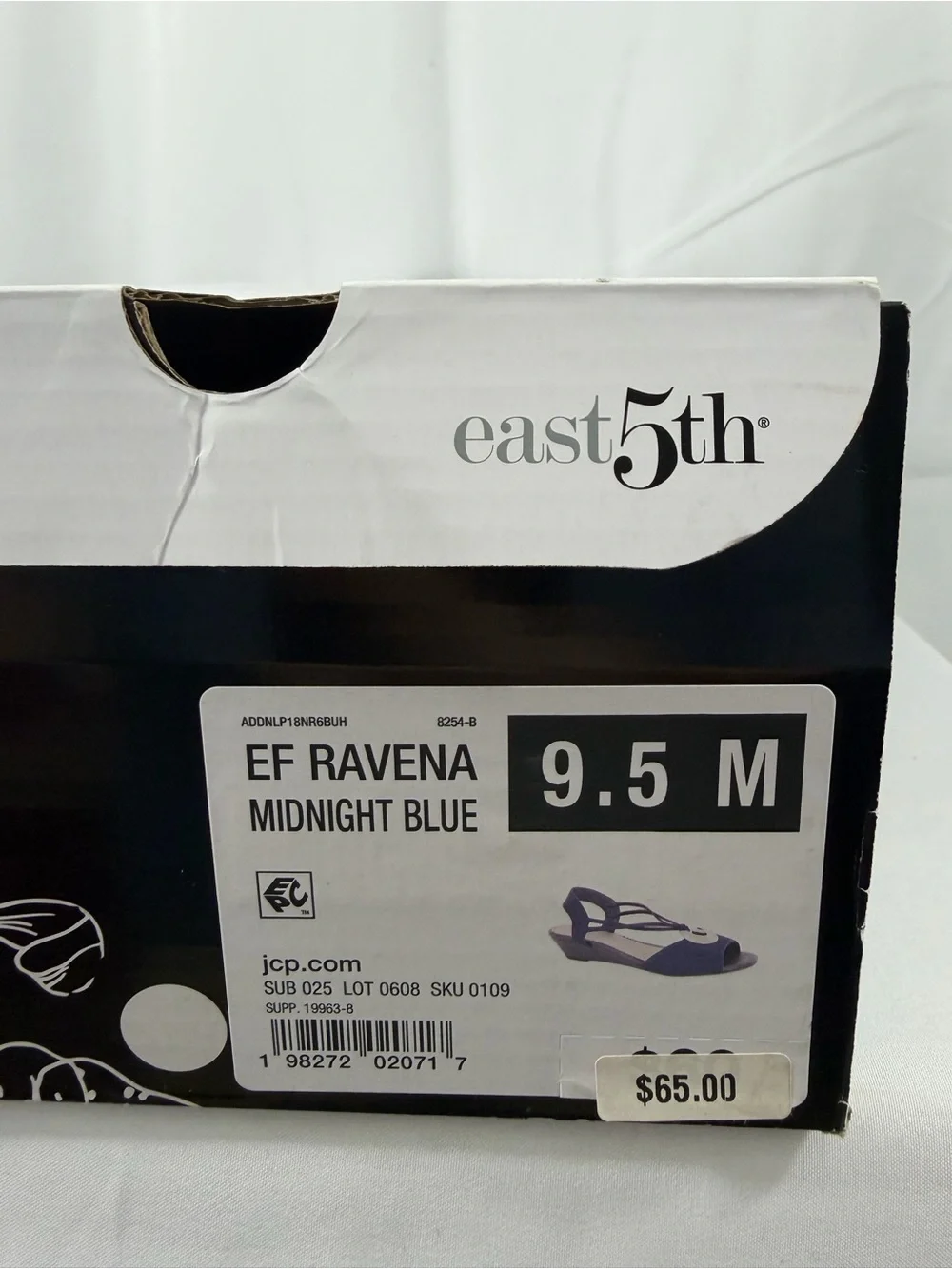 NWT East 5th Women’s Size 9.5 Navy Silver Open-Toe Slingback Sandal